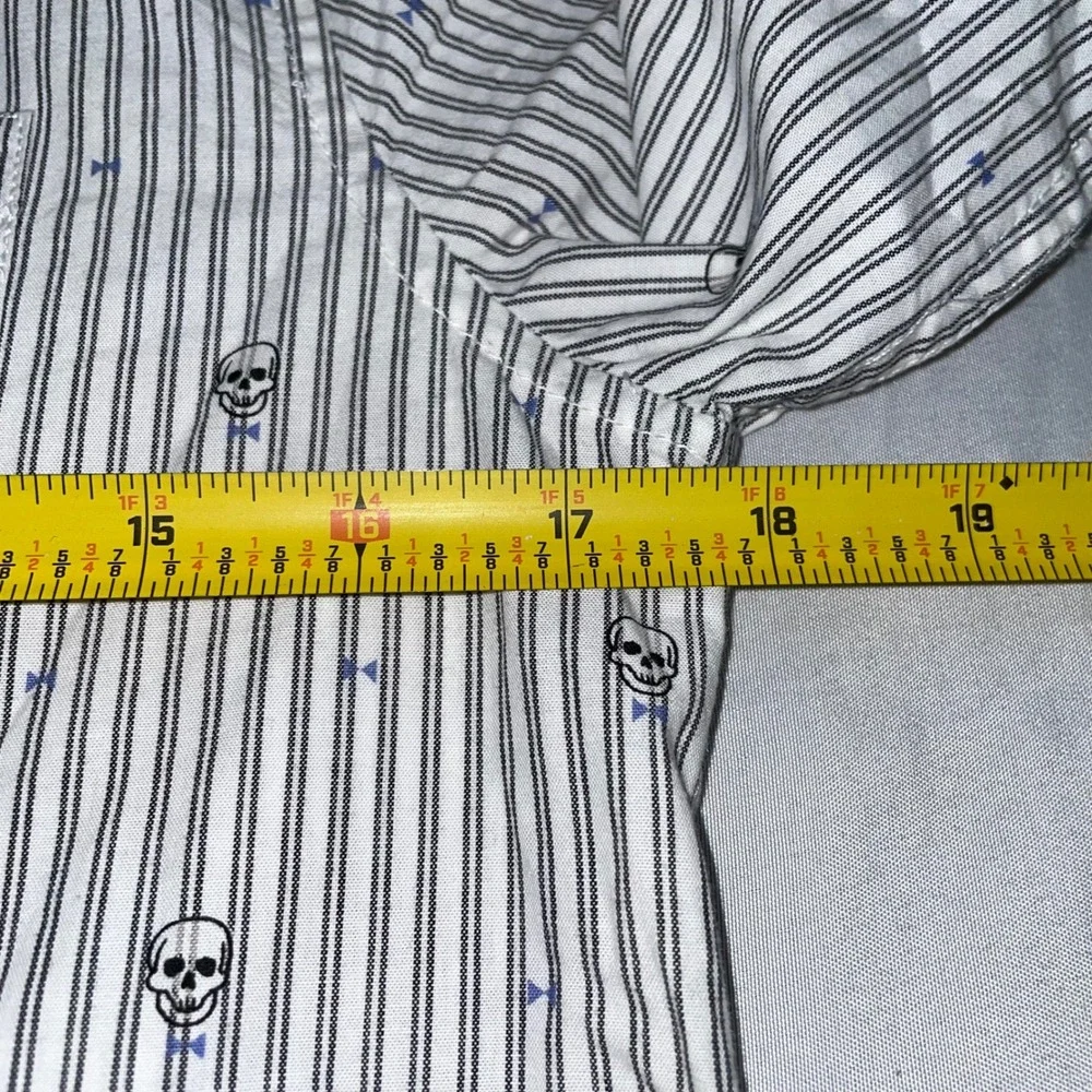 The Children's Place Boys L 10/12 Skull Bowtie Striped Long Sleeve Button Down
